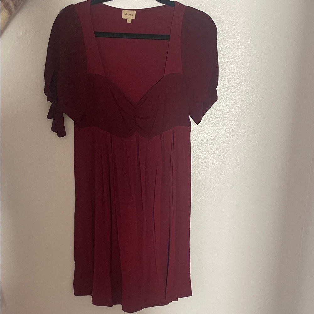 Ella Moss Deep Red Blouse with Square Neckline